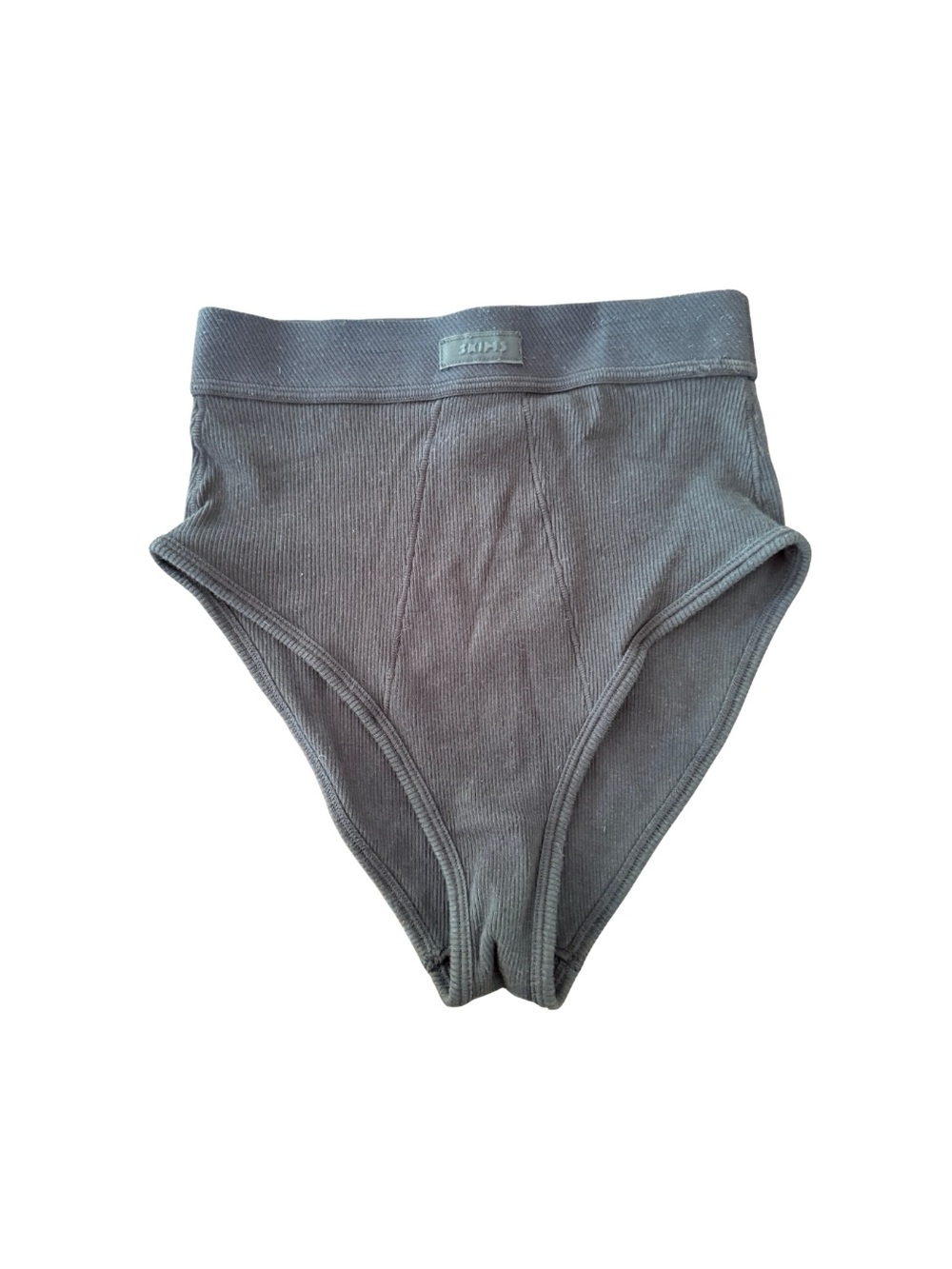 SKIMS Black High-Waist Ribbed Brief